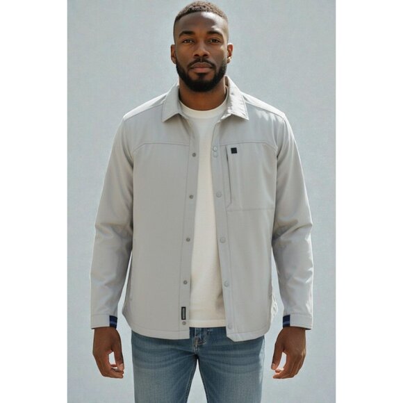 Vineyard Vines Mens Porto Overshirt Light Gray Size Small Stretch Outerwear NEW